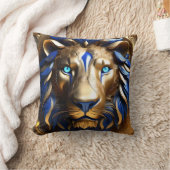 Coussin Lion bleu saphir et or (Couverture)