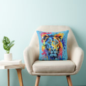 Coussin Lion coloré aquarelle drôle (Chaise)