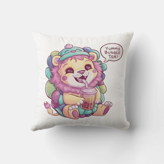 Coussin Lion de dessin adorable : Cosy, Kawaii Vibes (Verso)