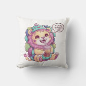 Coussin Lion de dessin adorable : Cosy, Kawaii Vibes (Recto)