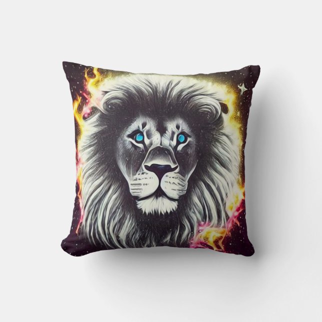 Coussin Lion de feu cosmique (Recto)