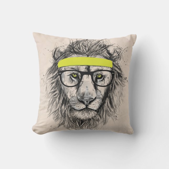 Coussin Lion de hippie (fond clair) (Recto)