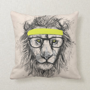 Coussin Lion de hippie (fond clair)