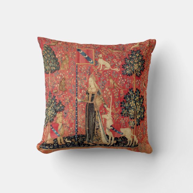 Coussin Lion D'ENFANCE ET D'UNICORN, Fleurs D'Imaginaires, (Recto)