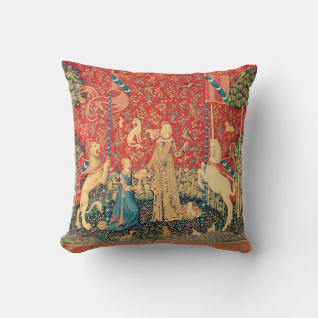 Coussin Lion D'ENFANCE ET D'UNICORN, Fleurs D'Imaginaires, (Recto)
