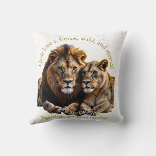 Coussin Lion et Lion amour - Coeur sauvage pilule décorati