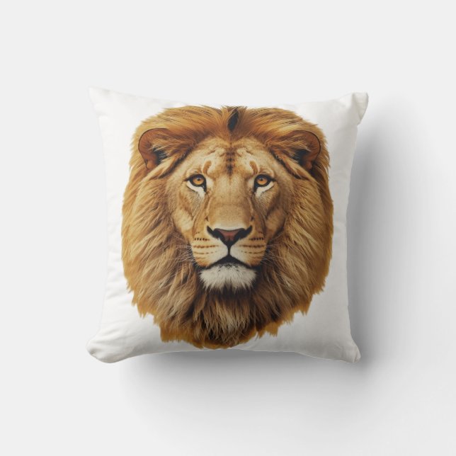 Coussin Lion Face Throw Pillow | Cute Jungle Animal Cushio (Recto)