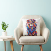 Coussin Lion géométrique coloré (Chaise)