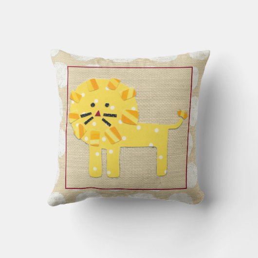 Coussin Lion jaune avec Pois blancs (Verso)