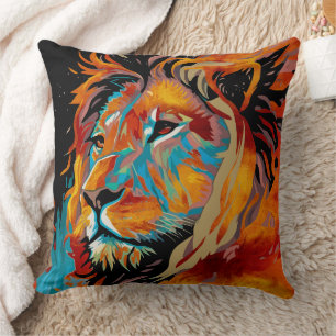 Coussin Lion majestueux protégeant les forêts
