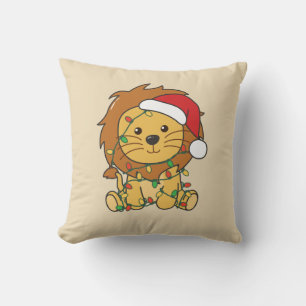 Coussin Lion Noël Animaux d'hiver Lions de vacances
