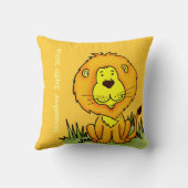 Coussin Lion nom et naissance nouveau-né cadeau jaune cous (Verso)