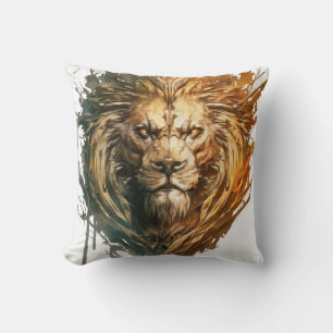 Coussin Lion Portrait Animal Peinture Faune À L'Extérieur