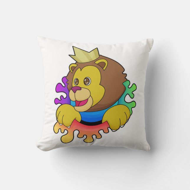 Coussin Lion roi avec couronne (Recto)