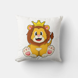 Coussin Lion roi avec couronne