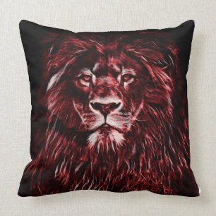 Coussin Lion rouge majestueux
