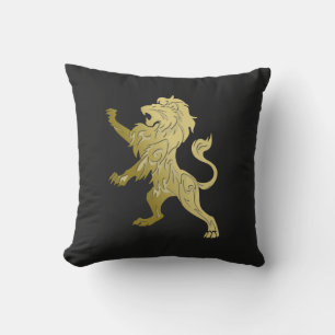Coussin Lion royal d'or noir