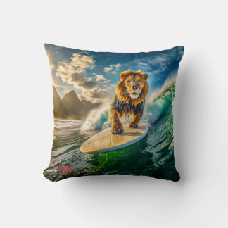 Coussin Lion Surfing Design par Rich AMeN Gill