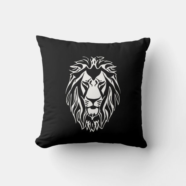 Coussin Lion triste noir et blanc écaille (Recto)