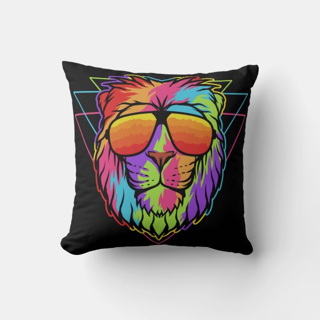 Coussin Lion vibes arc-en-ciel (Recto)