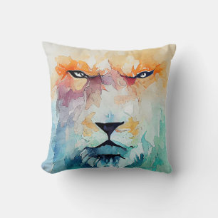 Coussin Lion Wild Animal Nature Aquarelle Art Peinture