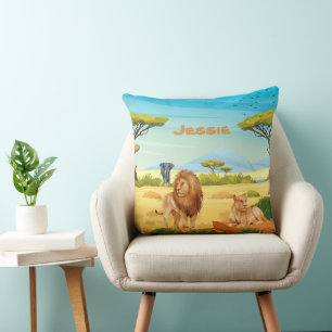 Coussin Lions personnalisés sur la Savannah