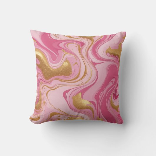 Coussin Liquide rose avec stries dorées (Recto)