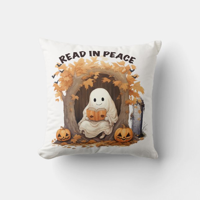 Coussin Lire en paix Boo Fantôme (Recto)