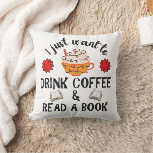 Coussin Lire Livre Et Boire Café