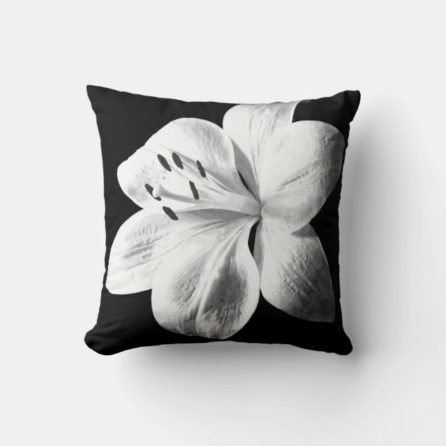 Coussin Lis noir et blanc (Recto)