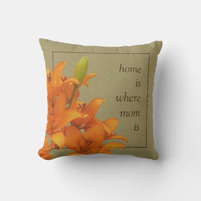 Coussin Lis oranges de fleur pour la maman (Recto)