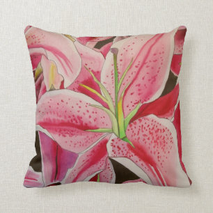 Coussin Lis rose d'astronome floral