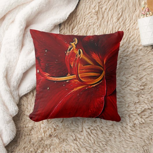 Coussin Lis rouge sur le noir (Couverture)
