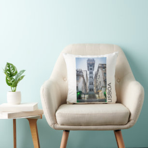Coussin Lisbonne au Portugal avec souvenir d'ascenseur rét