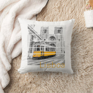 Coussin Lisbonne Portugal Vintage Vacances Tramway Souveni