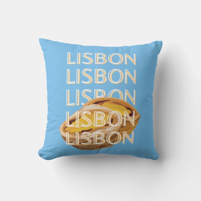 Coussin Lisbonne Travel Art, Bleu, Portugal (Recto)