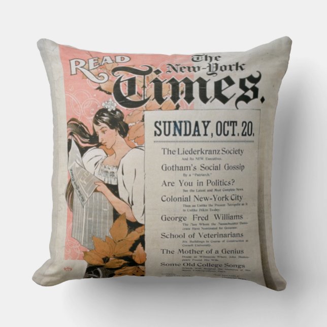 Coussin "Lisez New York Times" (le litho de couleur) (Recto)