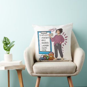 Coussin Liste de choses à faire Momfulness Illustration mi