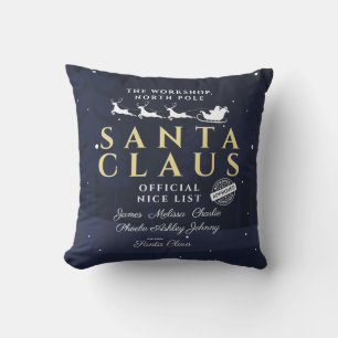 Coussin Liste de Noël personnalisée pour la famille de San