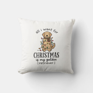 Coussin Liste de souhaits de retriever doré de Noël Design