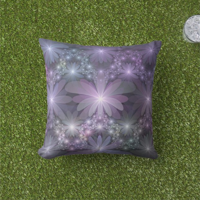 Coussin Lit de fleurs tendance brillant art fractal abstra (Herbe)