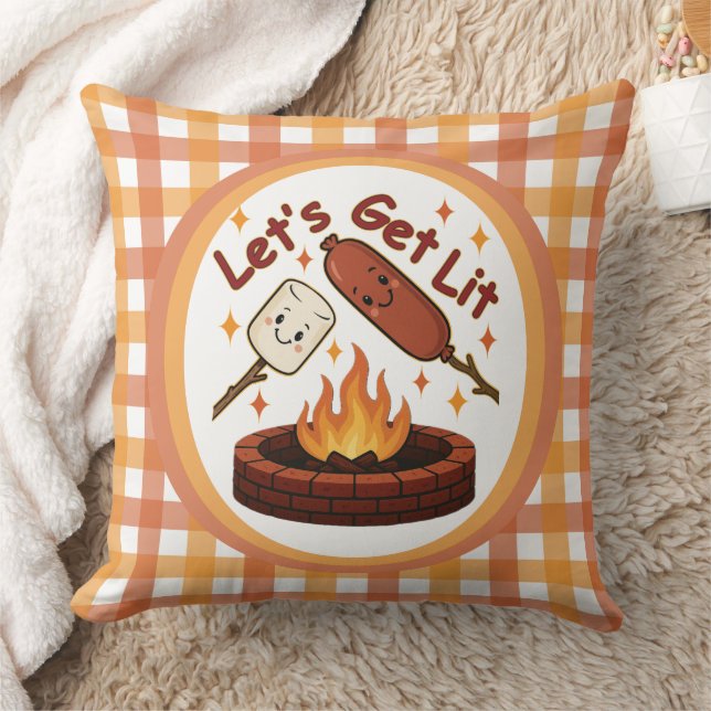 Coussin Lit Firepit - mignon Marshmallow & Hot Dog (Couverture)