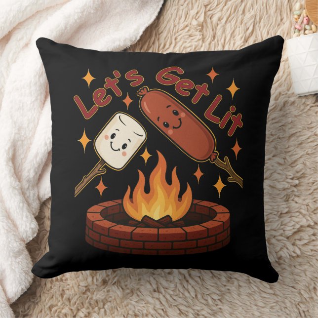 Coussin Lit Firepit - mignon Marshmallow & Hot Dog (Couverture)