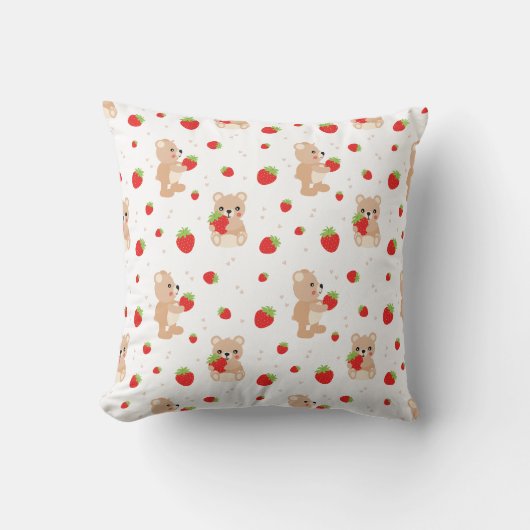 Coussin Little teddy bear with strawberry (Recto)