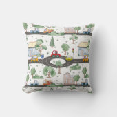 Coussin Little Town & Cars Motif coloré (Recto)
