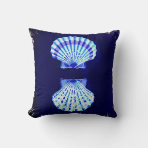 Coussin littoral chic plage rustique nautique bleu coquill