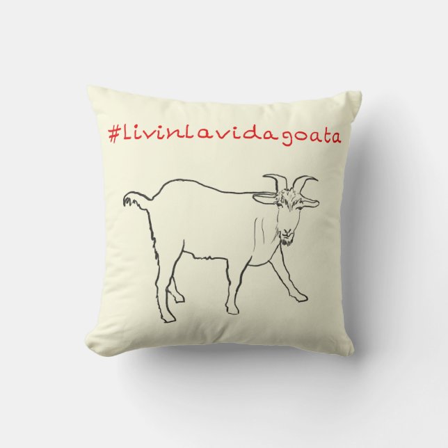 Coussin Livin La Vida Goata Drôle Quirky Cute Dessin De Ch (Recto)