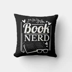 Coussin Livre amusant Citation Nerd Noir Blanc Jeu Oreille