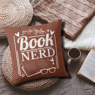 Coussin Livre amusant Citation Nerd Terracotta Jeu d'oreil