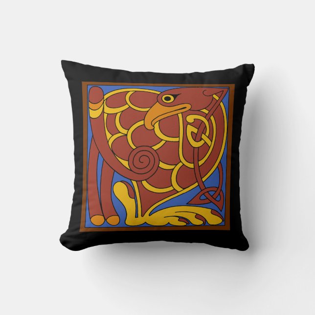 Coussin Livre De Kells Celtic Knot Oiseau Médiéval (Recto)